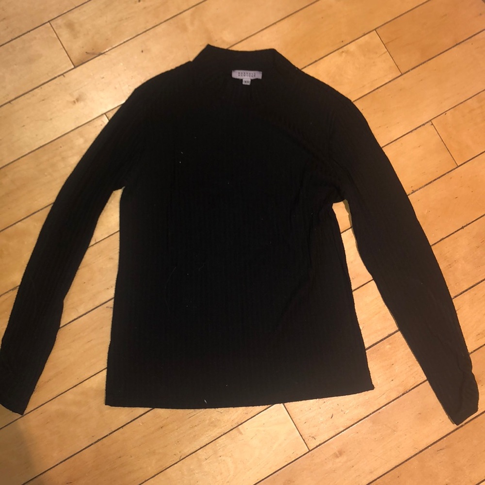 Barneys New York black ribbed mock neck